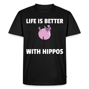 Hippopotame hippopotame safari drôle drôle - T-shirt Premium bio Homme - noir - Devant - Nico (187cm)