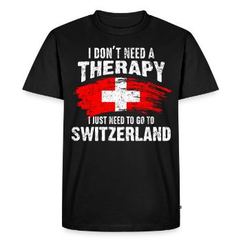 Thérapie vacances drapeau Suisse cadeau - T-shirt Premium bio Homme - noir - Devant - Nico (187cm)
