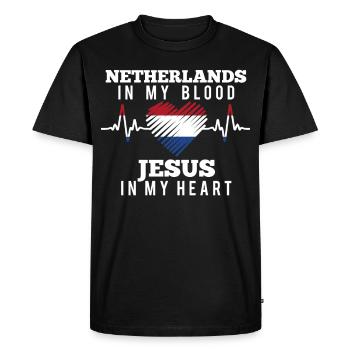 Pays-Bas Jésus - T-shirt Premium bio Homme - noir - Devant - Nico (187cm)