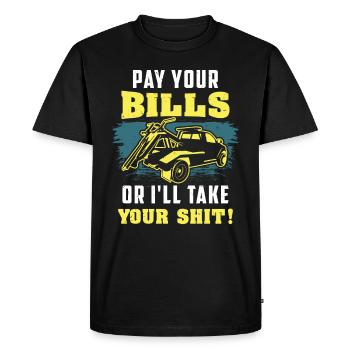 REPO MAN: Pay Your Bills Bailiffs - Men's Premium Organic T-Shirt - black - Front - Nico (187cm)