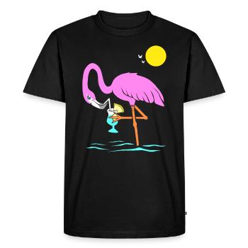 Flamingo Graphic Flamingo amateur de cocktails - T-shirt Premium bio Homme - noir - Devant - Nico (187cm)