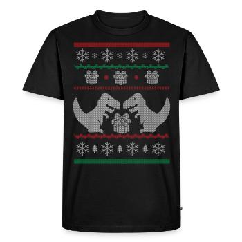 Noël moche dinosaures de Noël dinosaures - T-shirt Premium bio Homme - noir - Devant - Nico (187cm)