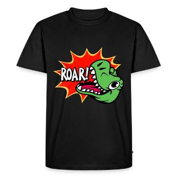 Dinosaur ROAR - Men's Premium Organic T-Shirt - black - Front - Nico (187cm)
