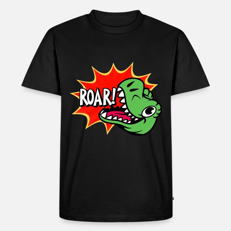 Dinosaur ROAR - Männer Premium Bio T-Shirt - Schwarz