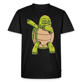 Tortue Dabbende - Logo Animal drôle - T-shirt Premium bio Homme - noir - Devant - Nico (187cm)