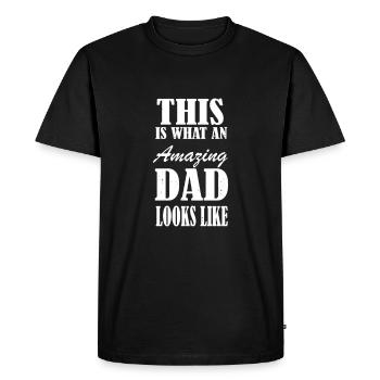 Fête des pères Papa Papa Papa Papa Papa Papa - T-shirt Premium bio Homme - noir - Devant - Nico (187cm)
