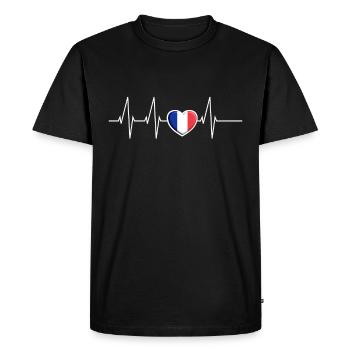 Battements de coeur France Coeur France drapeau cadeau - T-shirt Premium bio Homme - noir - Devant - Nico (187cm)
