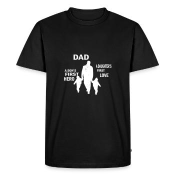 Fête des pères Papa Papa Papa Papa Papa Papa - T-shirt Premium bio Homme - noir - Devant - Nico (187cm)
