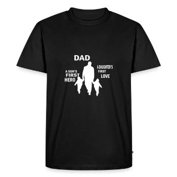Fête des pères Papa Papa Papa Papa Papa - T-shirt Premium bio Homme - noir - Devant - Nico (187cm)