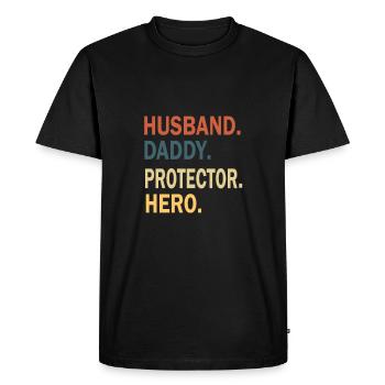 Fête des pères Papa Papa Papa Papa Papa Papa - T-shirt Premium bio Homme - noir - Devant - Nico (187cm)