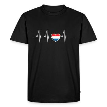 Herzschlag Pays-Bas Coeur Hollande Drapeau Cadeau - T-shirt Premium bio Homme - noir - Devant - Nico (187cm)