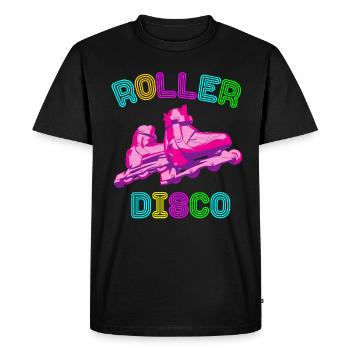 Roller Disco Roller Patins à roulettes Rétro 70s 80s - T-shirt Premium bio Homme - noir - Devant - Nico (187cm)
