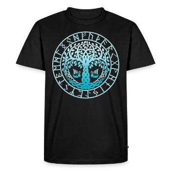 L’arbre de la vie de Yggdrasil dans le cercle de runes - T-shirt Premium bio Homme - noir - Devant - Nico (187cm)