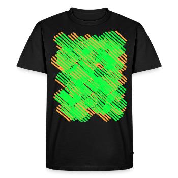 Orange neon green stripes - Men's Premium Organic T-Shirt - black - Front - Nico (187cm)