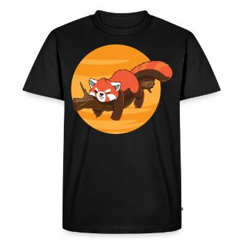 Panda Panda Red Big Big drôle drôle rouge - T-shirt Premium bio Homme - noir - Devant - Nico (187cm)