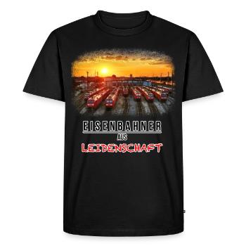 EISENBAHNER LOK ZUG FAN cooles Geburtstagsgeschenk - Männer Premium Bio T-Shirt - Schwarz - Vorne - Nico (187cm)
