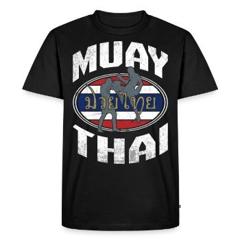 Muay Thai Kickboxing Thai Flag - Men's Premium Organic T-Shirt - black - Front - Nico (187cm)