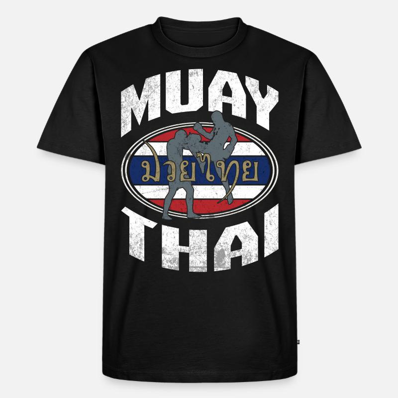 Drapeau thaïlandais de kickboxing - T-shirt Premium bio Homme - noir