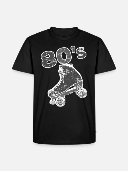80s 80s eighties roller skates skates skate roller - Men's Premium Organic T-Shirt - black