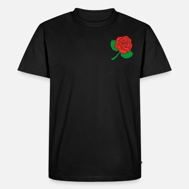 Rose - Männer Premium Bio T-Shirt - Schwarz