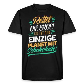 Chocolat protection climatique - T-shirt Premium bio Homme - noir - Devant - Nico (187cm)