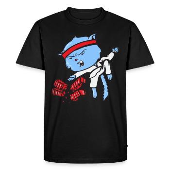 Chat de karaté - T-shirt Premium bio Homme - noir - Devant - Nico (187cm)