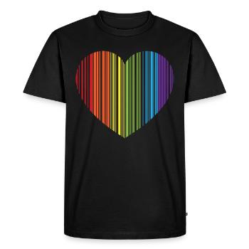 RAINBOW BARCODE HEART - RAINBOW BARCODE HEART - Men's Premium Organic T-Shirt - black - Front - Nico (187cm)