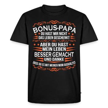Bonus père beau-père cadeau père adoptif - T-shirt Premium bio Homme - noir - Devant - Nico (187cm)