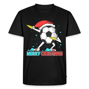 Joyeux noël, tamponner football garçons noël - T-shirt Premium bio Homme - noir - Devant - Nico (187cm)