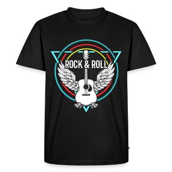 Rock n Roll Rock Roll Rock n Roll guitariste - T-shirt Premium bio Homme - noir - Devant - Nico (187cm)