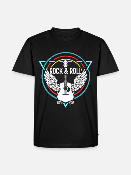 Rock n Roll Rock Roll Rock n Roll guitar guitarist - Men's Premium Organic T-Shirt - black