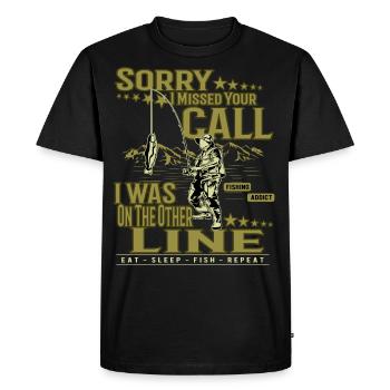 Pêcheur pêcheur blagues - T-shirt Premium bio Homme - noir - Devant - Nico (187cm)