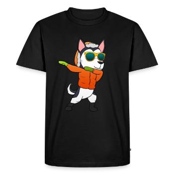 Husky Christmas present - Men's Premium Organic T-Shirt - black - Front - Nico (187cm)