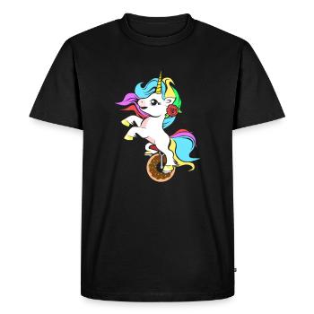 Unicorn On Unicorn Unicorn Donut Circus - Men's Premium Organic T-Shirt - black - Front - Nico (187cm)