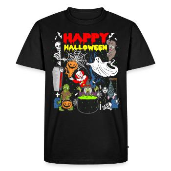 Happy Halloween fantômes sorcière squelette squelette squelette - T-shirt Premium bio Homme - noir - Devant - Nico (187cm)