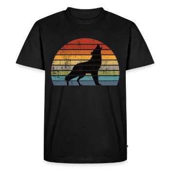 Cadeau rétro de Wolf Silhouette Vintage Animal Protection - T-shirt Premium bio Homme - noir - Devant - Nico (187cm)