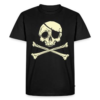 Cache-oeil crâne de pirate Jolly Roger - T-shirt Premium bio Homme - noir - Devant - Nico (187cm)