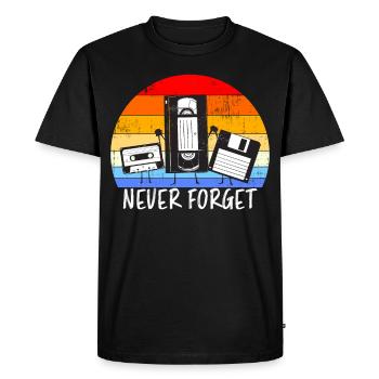 Disquette vintage cassette VHS Never Forget - T-shirt Premium bio Homme - noir - Devant - Nico (187cm)