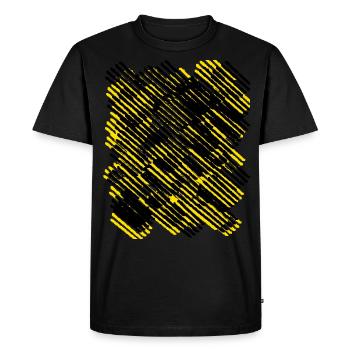 Rayures jaunes noires - T-shirt Premium bio Homme - noir - Devant - Nico (187cm)