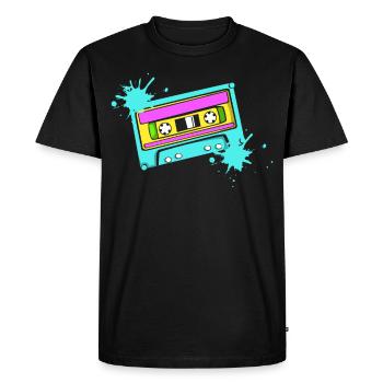 cassette - Men's Premium Organic T-Shirt - black - Front - Nico (187cm)