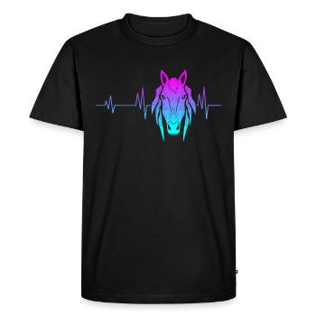 Rythme cardiaque cheval - T-shirt Premium bio Homme - noir - Devant - Nico (187cm)