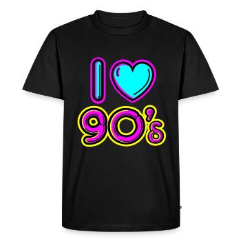 90s Love I love 90's gift idea 90s - Men's Premium Organic T-Shirt - black - Front - Nico (187cm)