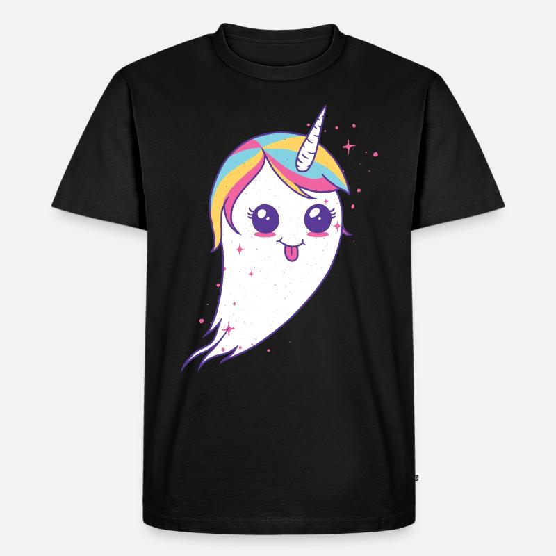 Bunter Einhorn Geist - Männer Premium Bio T-Shirt - Schwarz