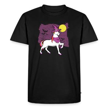 Sorcière Licorne Halloween - T-shirt Premium bio Homme - noir - Devant - Nico (187cm)