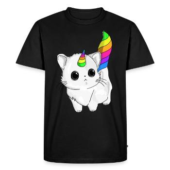 Caticorn cute cat unicorn - Men's Premium Organic T-Shirt - black - Front - Nico (187cm)