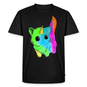 Caticorn cute cat unicorn - Men's Premium Organic T-Shirt - black - Front - Nico (187cm)