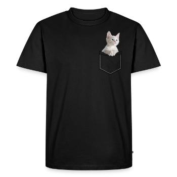 Chat dans la poche. Doux chaton - T-shirt Premium bio Homme - noir - Devant - Nico (187cm)