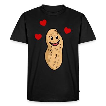 Amitié romantique coeur de cacahuète - T-shirt Premium bio Homme - noir - Devant - Nico (187cm)