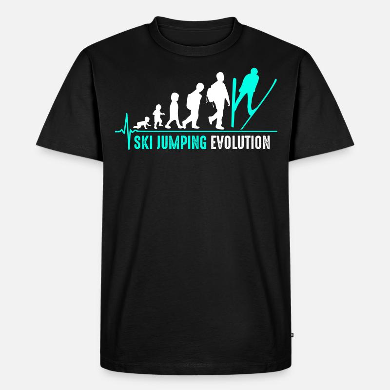 Skispringen Evolution Geburt - Männer Premium Bio T-Shirt - Schwarz