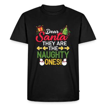 Dear Santa They Are The Naughty Ones Gift - Men's Premium Organic T-Shirt - black - Front - Nico (187cm)